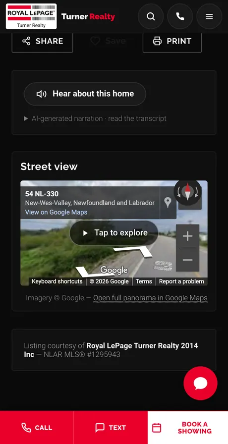 A live listing page on a phone