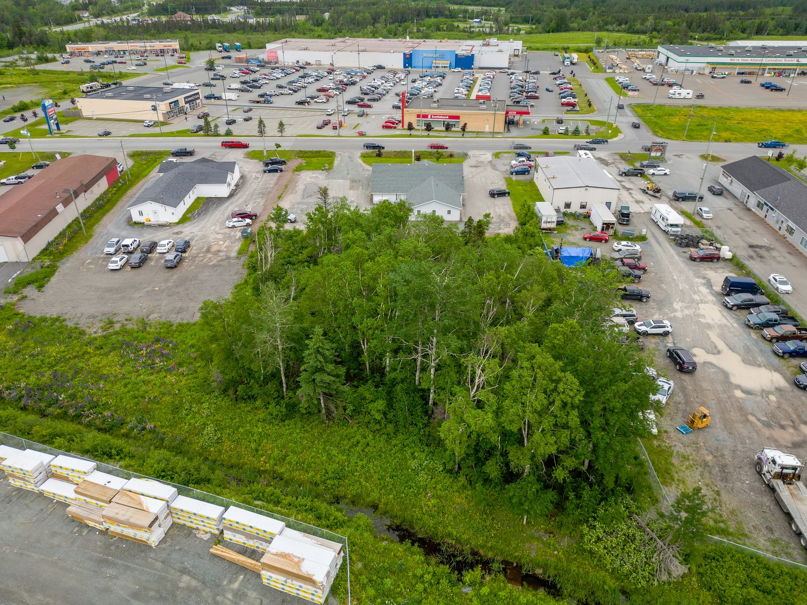 Cinematic aerial video tour of a Gander NL property listing