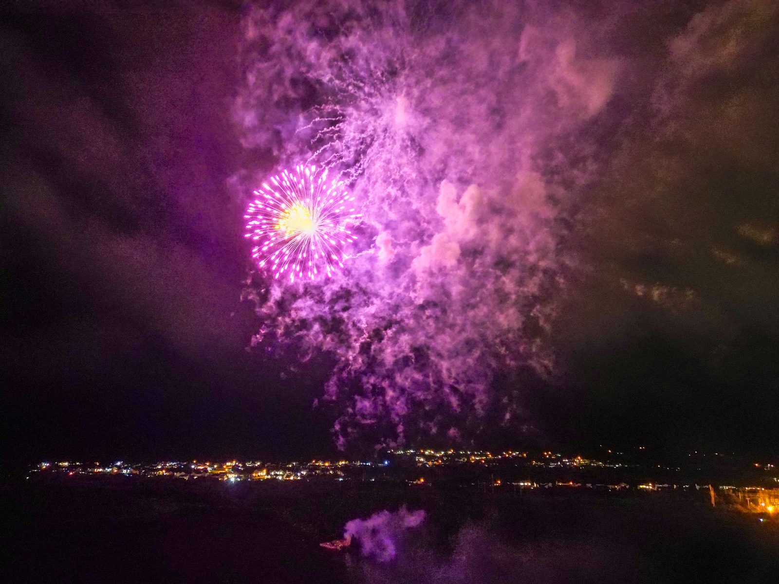 Fireworks over Gander celebrating Come From Away